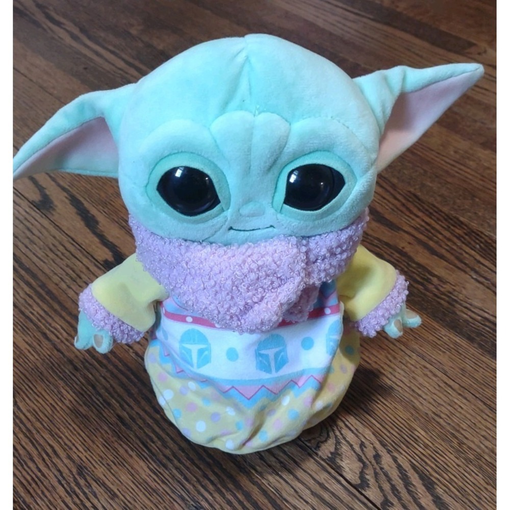 New Star Wars Mandalorian Grogu Baby Yoda Easter Sweater 8" Plush By Mattel NWT